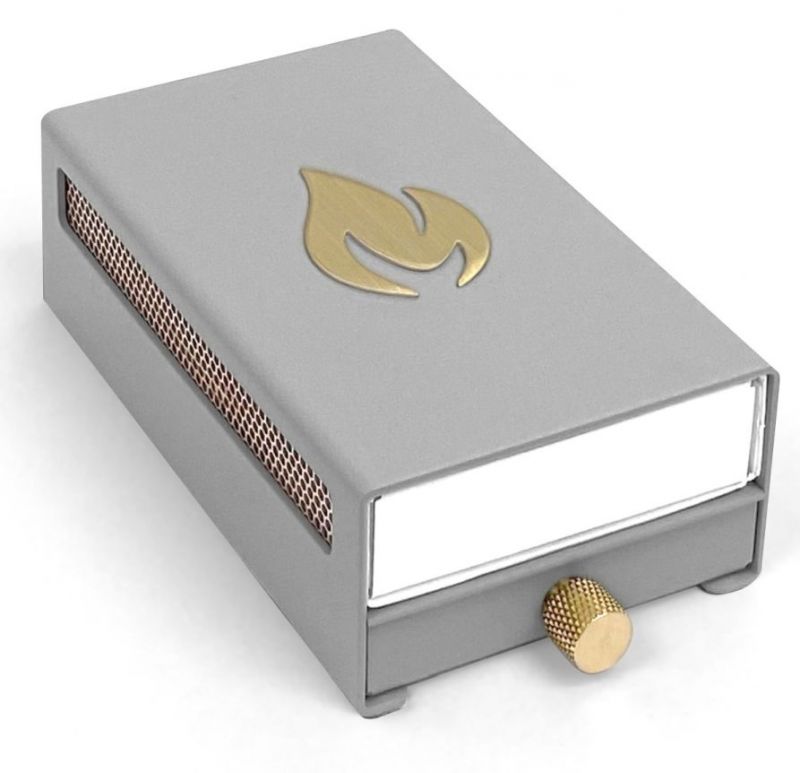 Housse design pour boîte d'allumettes Gris / Or Nordic Flame OFFRE SPECIALE